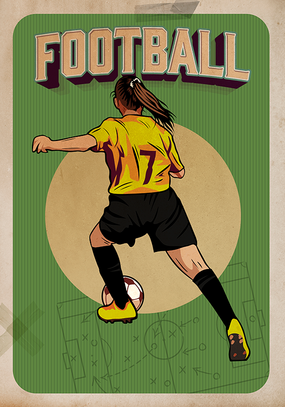 Poster football femmes rétro - TenStickers