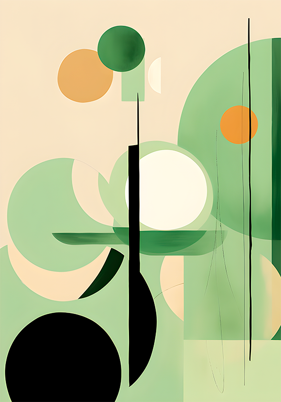 Poster art figures vertes - TenStickers