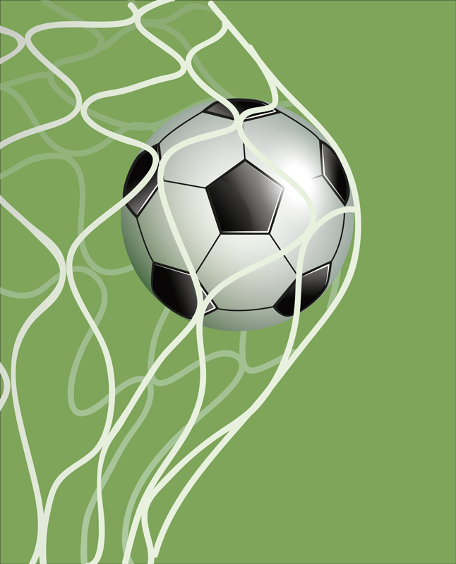 Poster football balle en mouvement dans le but - TenStickers