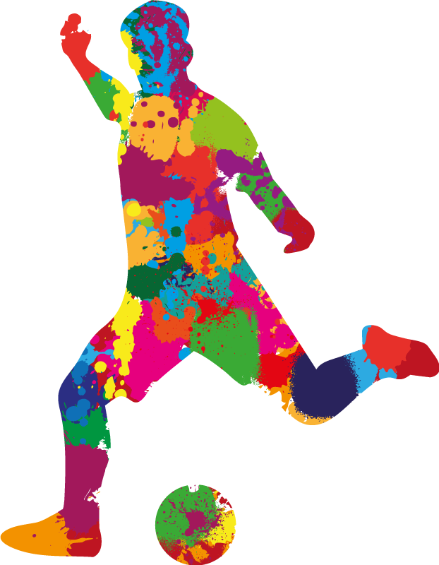 Poster football joueur éclaboussures couleurs - TenStickers