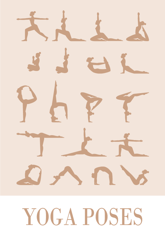 Poster mural poses de yoga - TenStickers