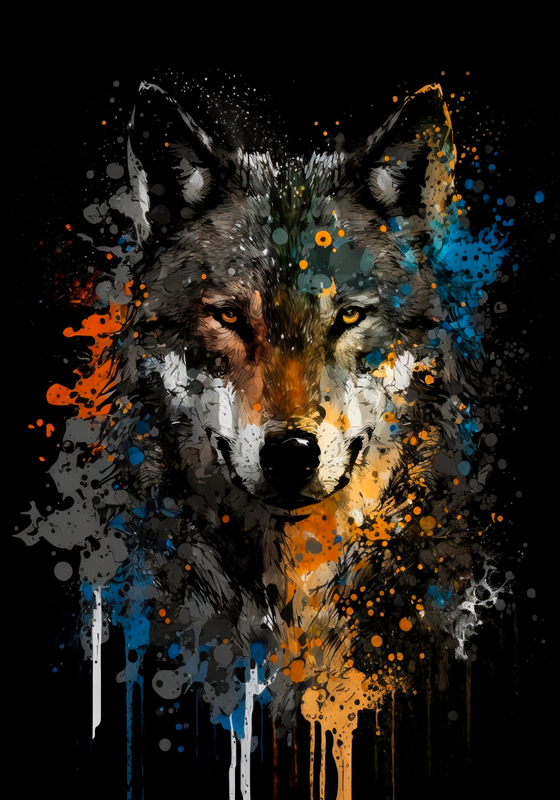 Loup peinture animal affiche - TenStickers