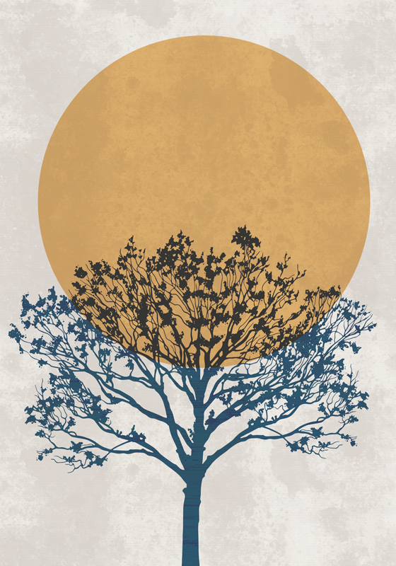 Poster arbre et lever de soleil - TenStickers