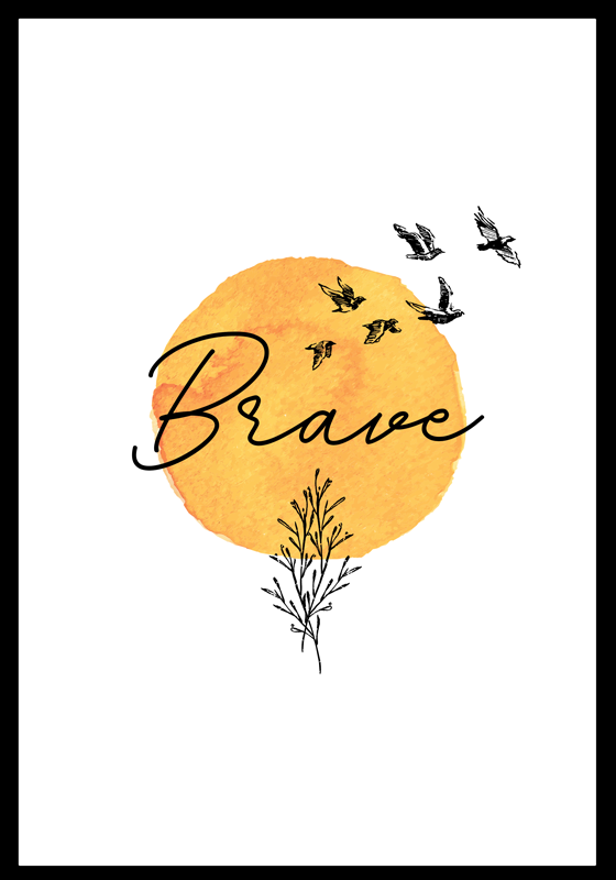 Poster chambre adulte mot Brave - TenStickers