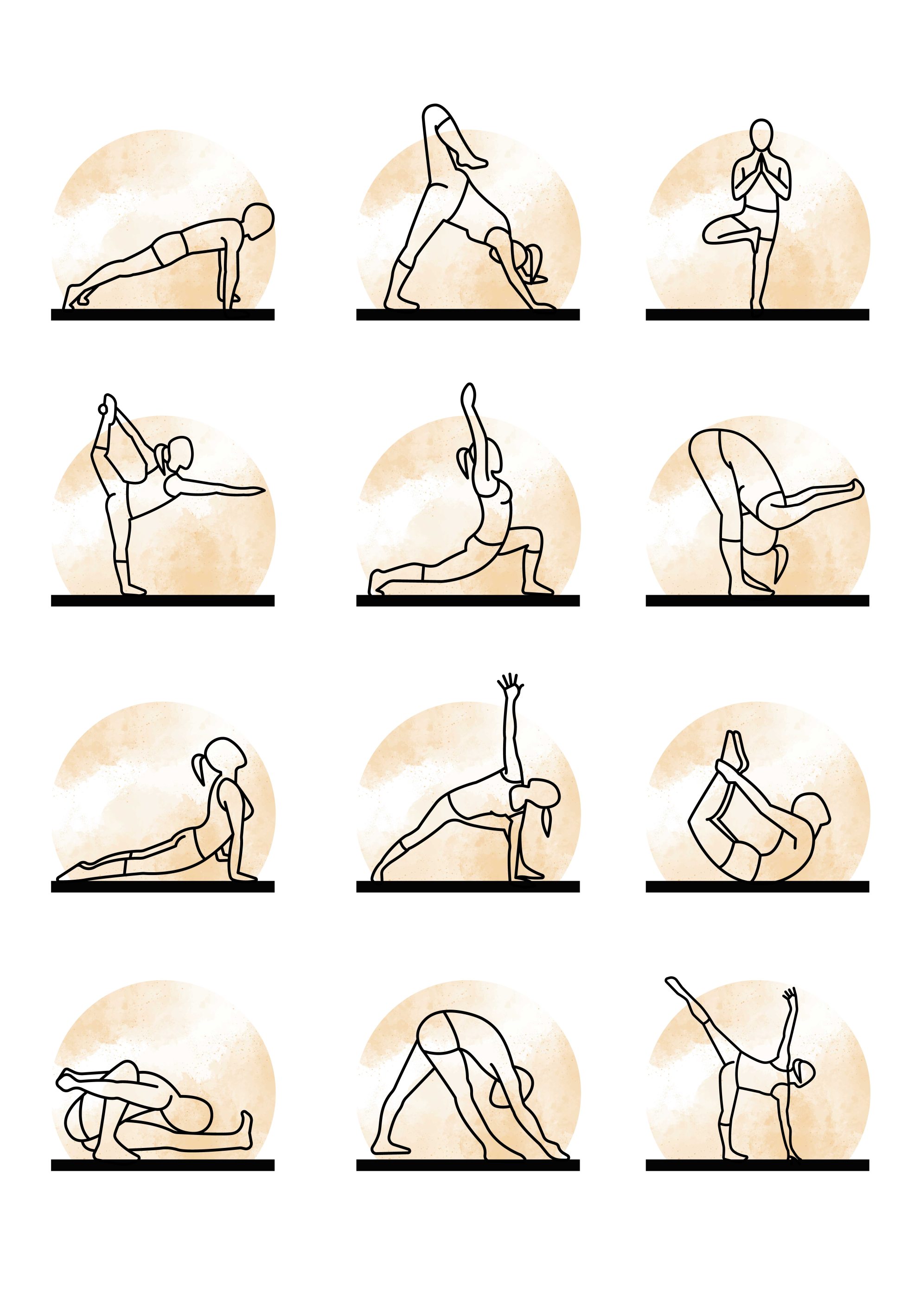 Poster mural poses de yoga - TenStickers