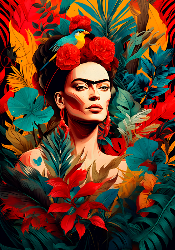 Poster art autoportrait à la mexicaine - TenStickers