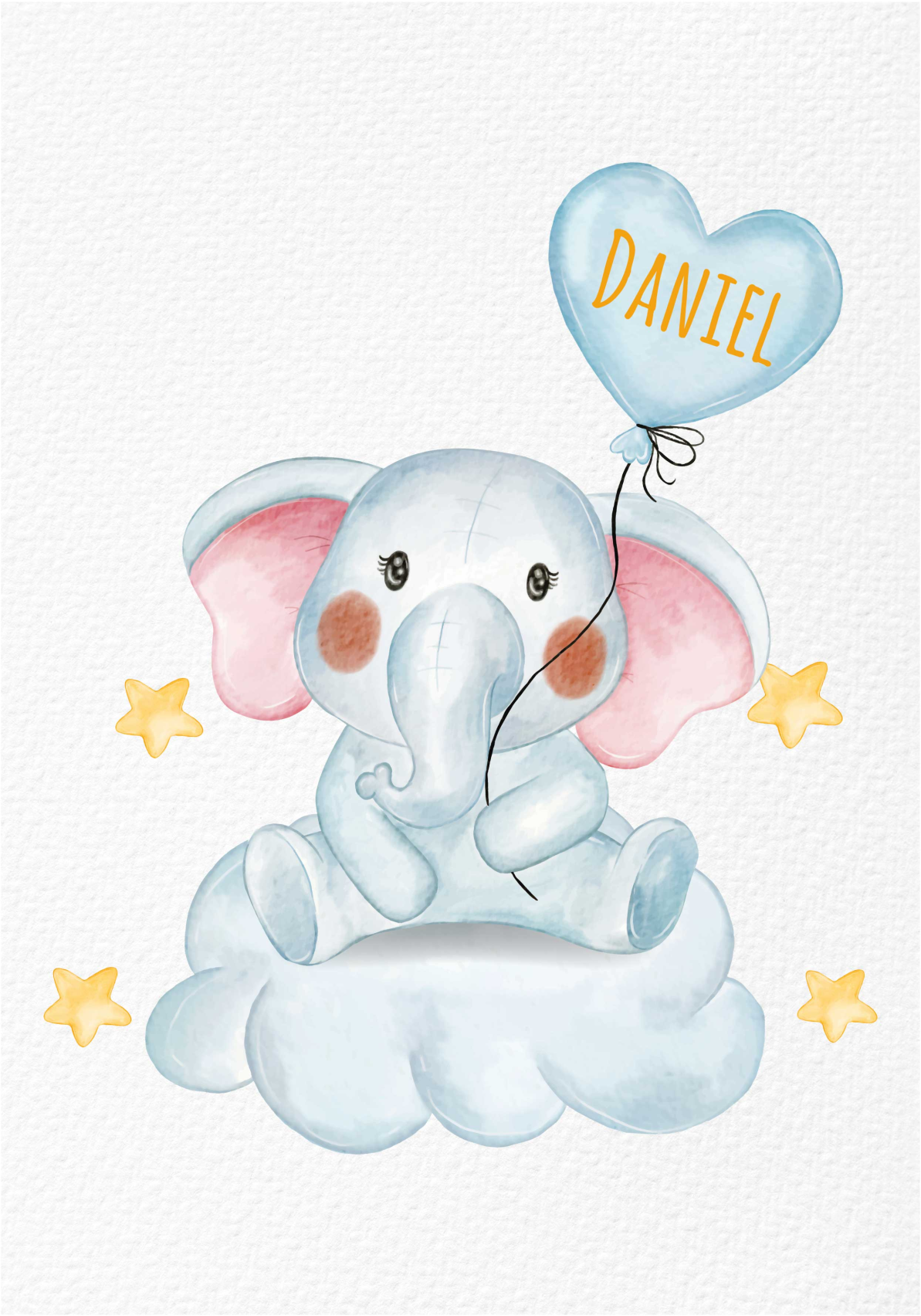 Affiche enfant éléphant prénom personnalisable - TenStickers