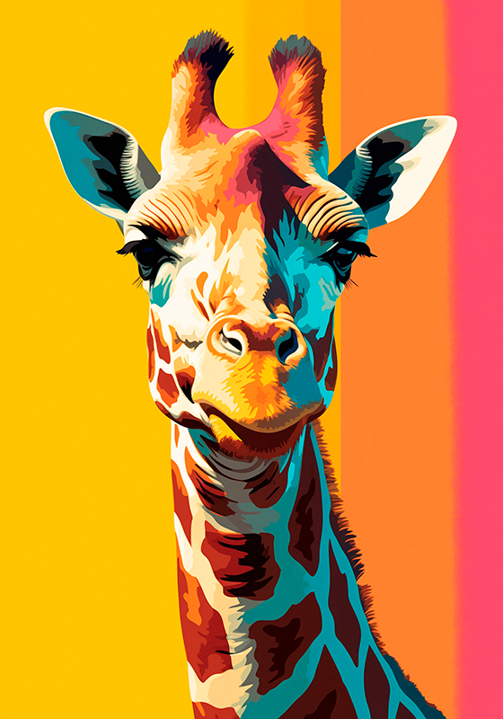Poster pop art portrait de girafe - TenStickers