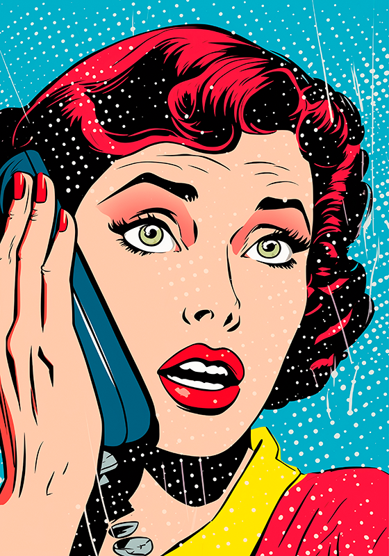Poster pop art femme au téléphone - TenStickers