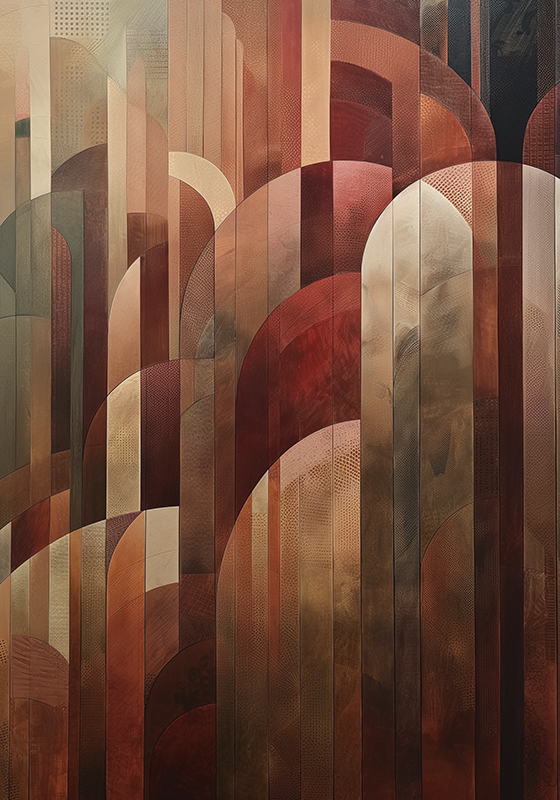 Poster Art Déco formes rouges - TenStickers