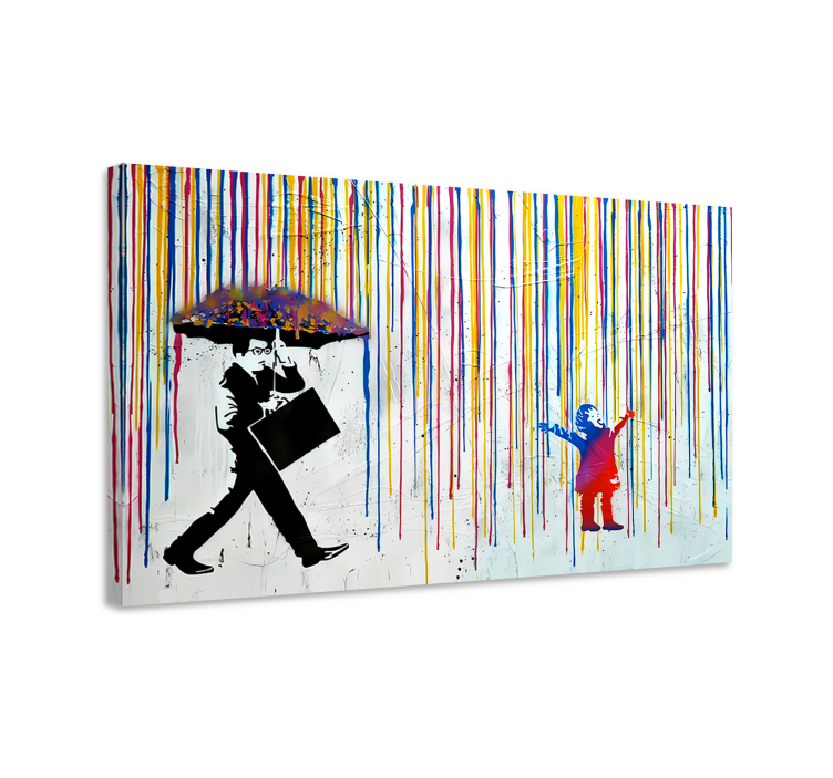 Tableau art pluie colorée - TenStickers