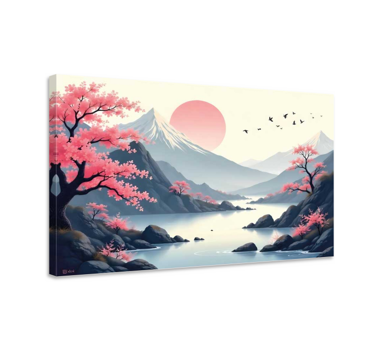 Tableau paysage fleuri japonais - TenStickers