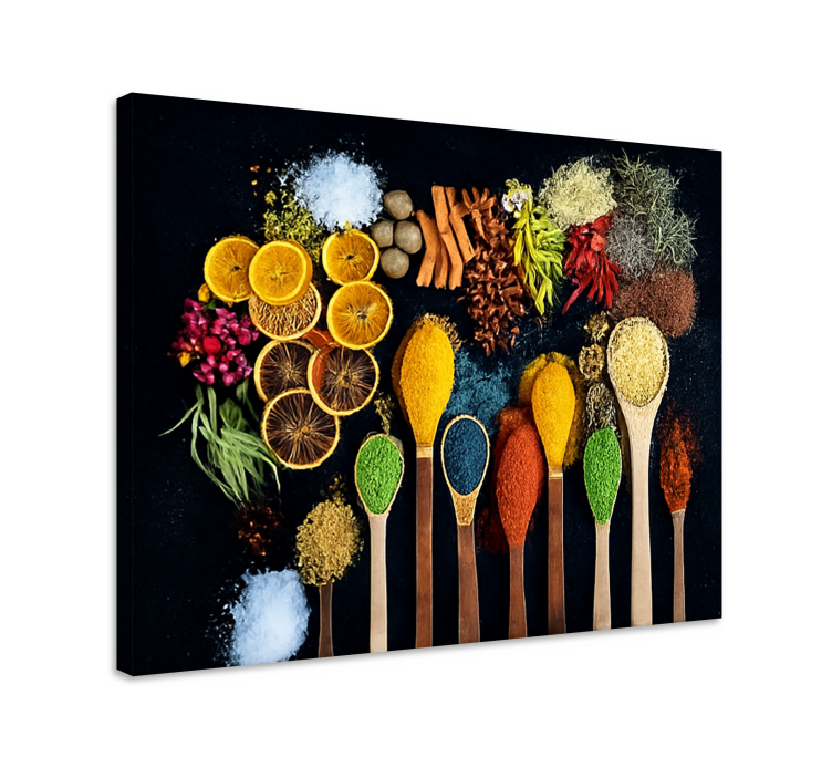 Tableau cuisine cuillère en bois avec épices - TenStickers