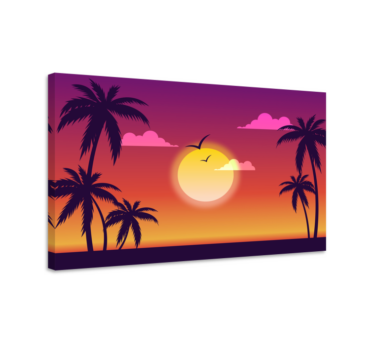 Tableau paysage Coucher de soleil des années 70 - TenStickers