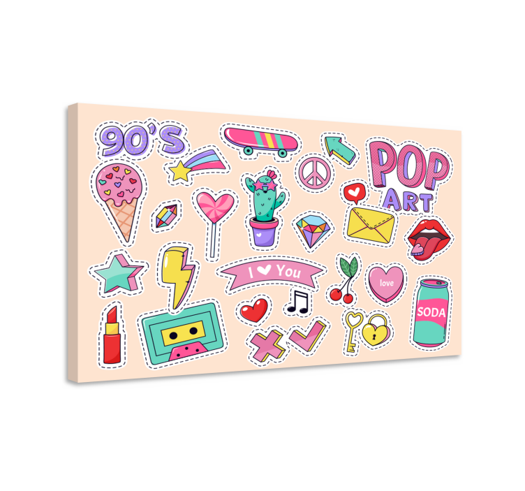 Tableau abstrait pop rétro stickers - TenStickers