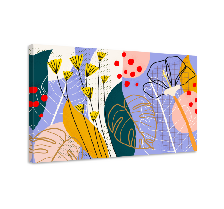 Tableau abstraite Fleurs et feuilles colorées - TenStickers