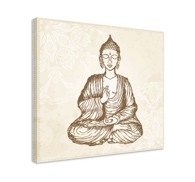 Tableau bouddha Buda vintage floral - TenStickers