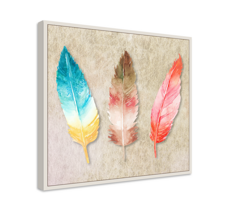 Tableau plume Plumas coloridas pintadas de acuarela - TenStickers
