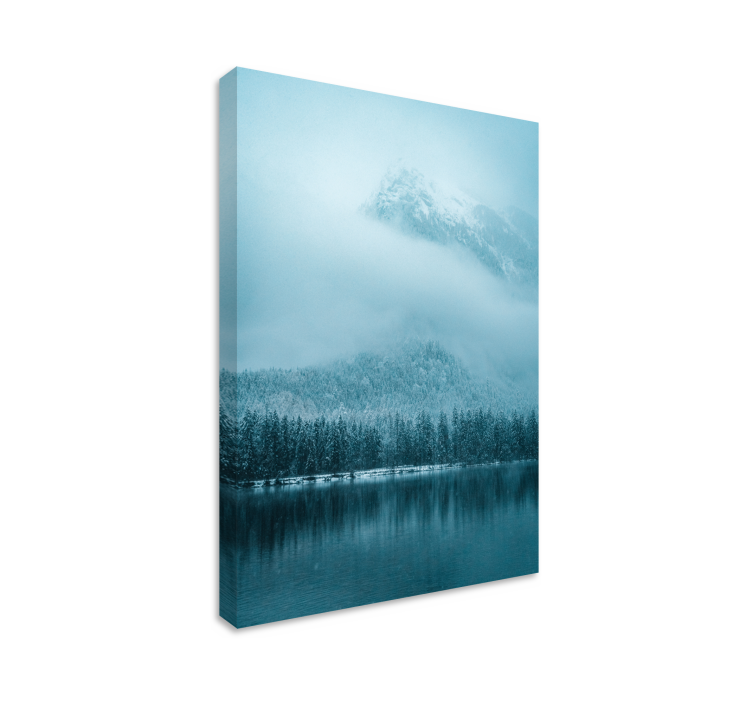 Tableau paysage Lac montagne neige - TenStickers