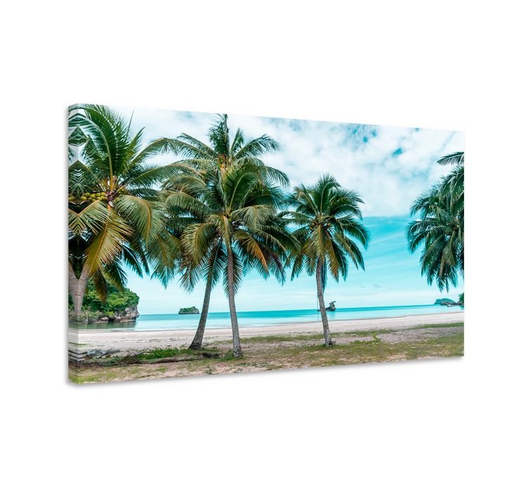 Tableau paysage Mer plage palmiers sable - TenStickers
