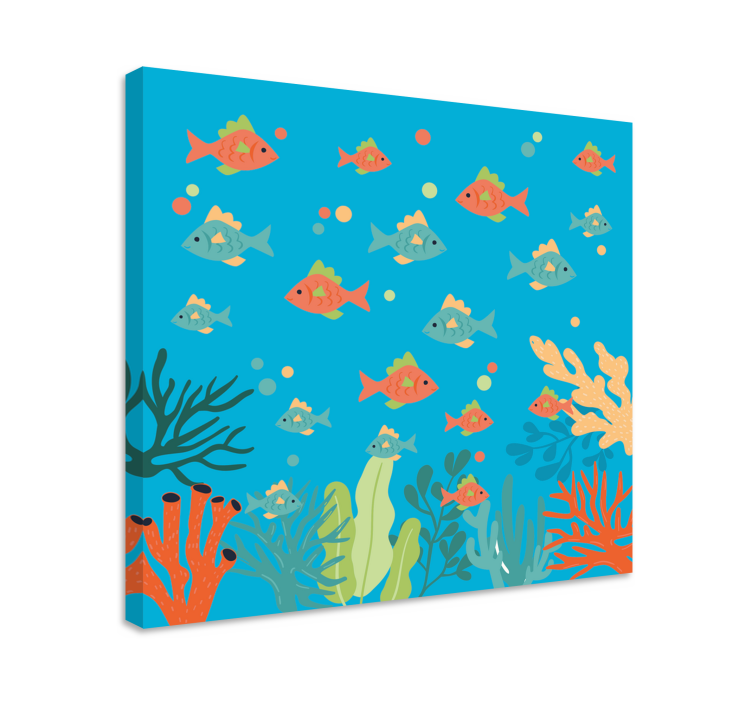 Tableau poisson Corail coloré - TenStickers