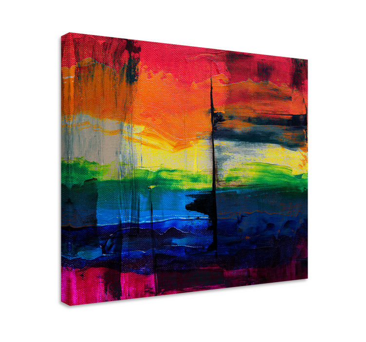 Tableau abstrait rayures de couleurs vives - TenStickers