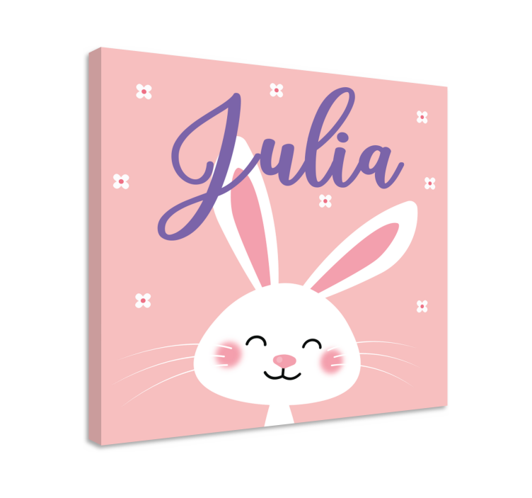 Tableau enfant Fond rose avec lapin - TenStickers