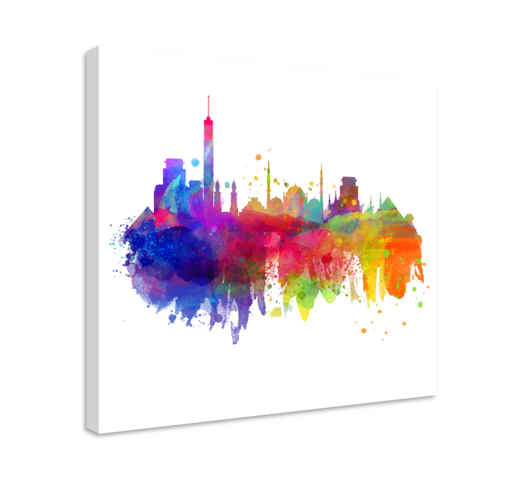 Tableau villes et pays skyline de villes colorées - TenStickers