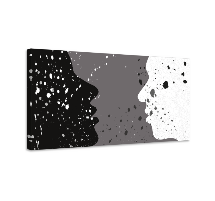 Tableau Demi-visage blanc et foncé - TenStickers