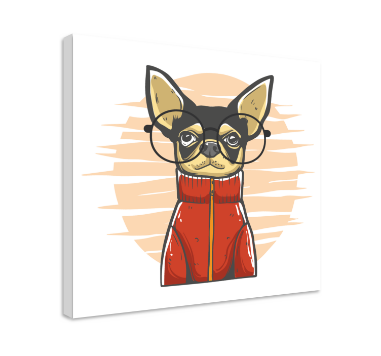 Tableau chien Chiahuahua avec des lunettes - TenStickers