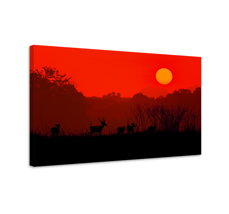 Tableau paysage Cerf dans la forêt du matin - TenStickers
