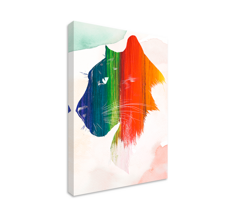 Tableau chat profil de lion coloré - TenStickers