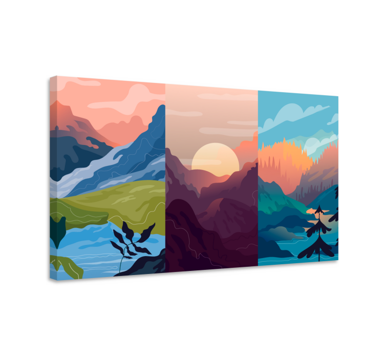Tableau paysage Montagnes animées - TenStickers