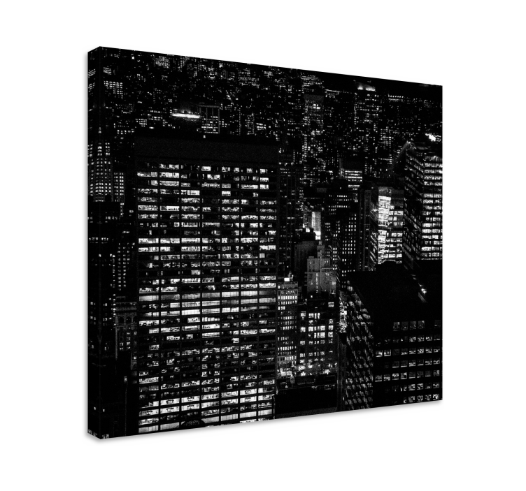 Tableau villes et pays skyline nocturne - TenStickers