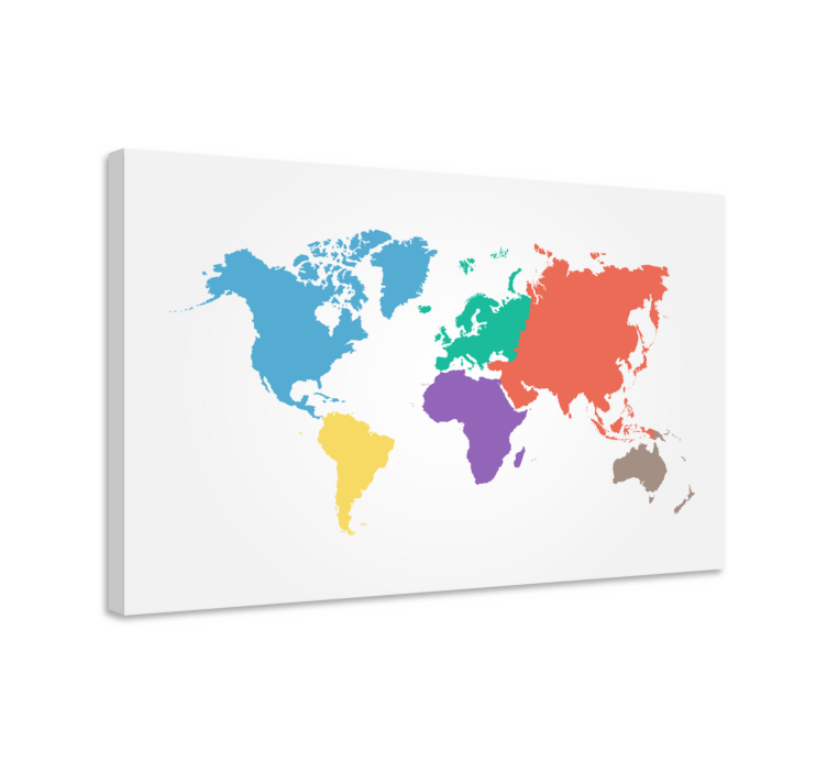 Tableau carte du monde Continent coloré - TenStickers