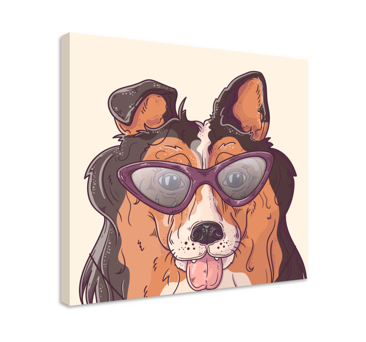 Tableau chiens chien avec lunettes de soleil - TenStickers