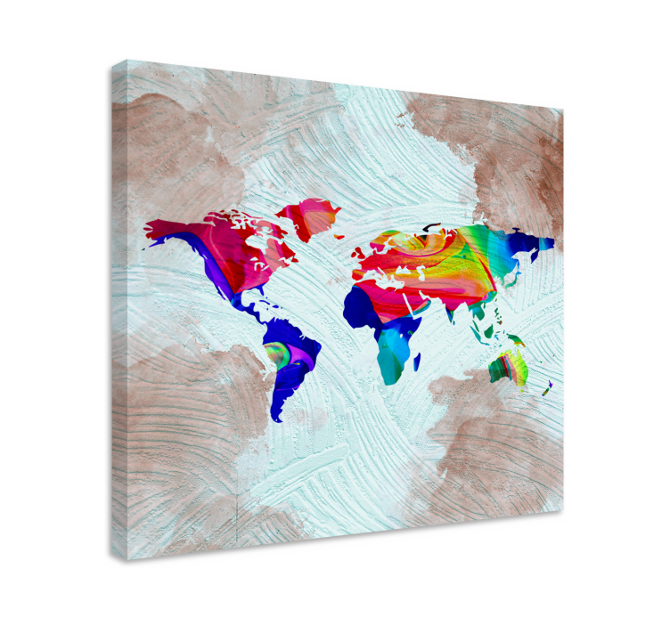 Tableau carte du monde Artistique multicolore - TenStickers