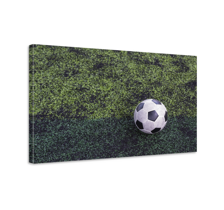 Tableau sports ballon de foot sur herbe - TenStickers