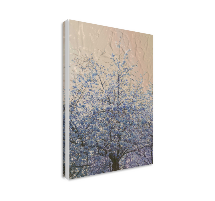 Tableau fleurs Des fleurs bleues et un arbre - TenStickers