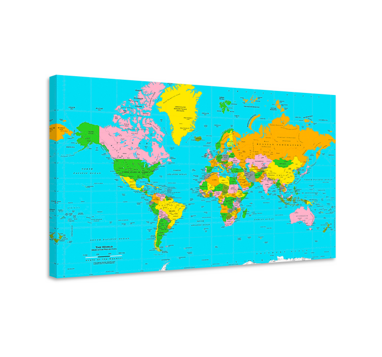 Tableau carte du monde en couleur - TenStickers