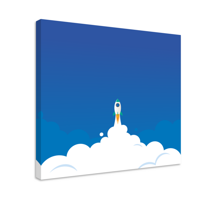 Tableau enfant Dessin animé lançant une fusée dans l'espace - TenStickers