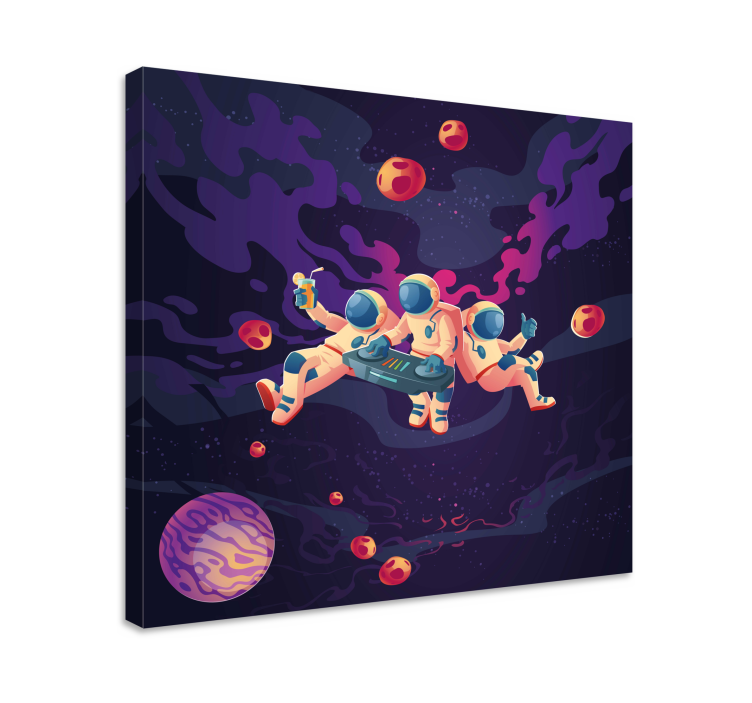 Cadre jeux vidéo astronautes jouant ensemble - TenStickers