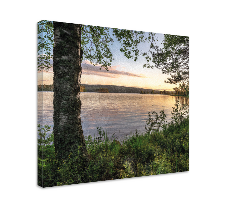 Tableau paysages lac paisible au coucher de soleil - TenStickers