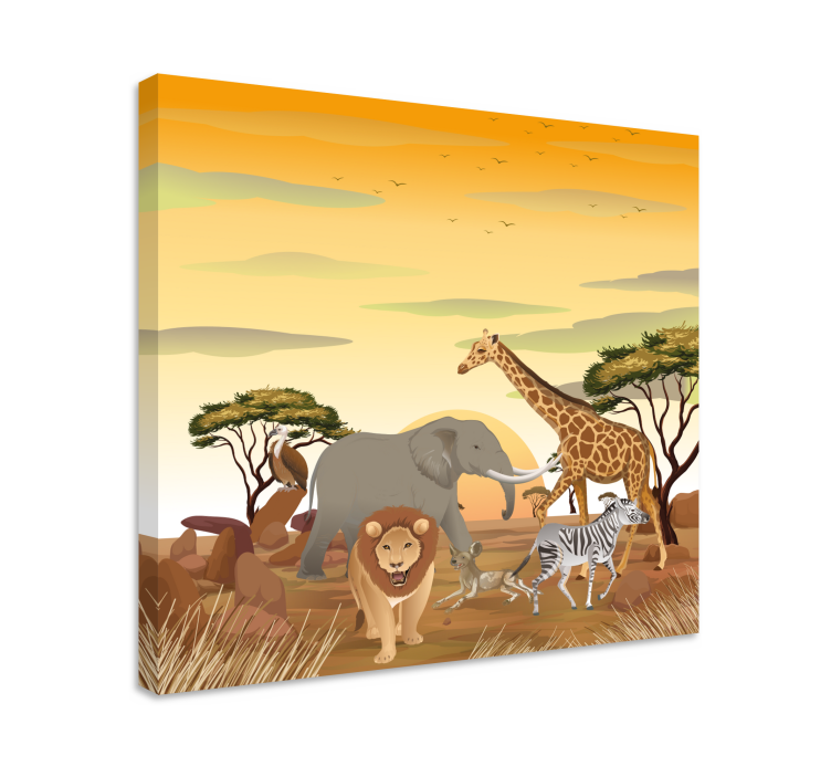 Tableau éléphants scène de la faune savane - TenStickers