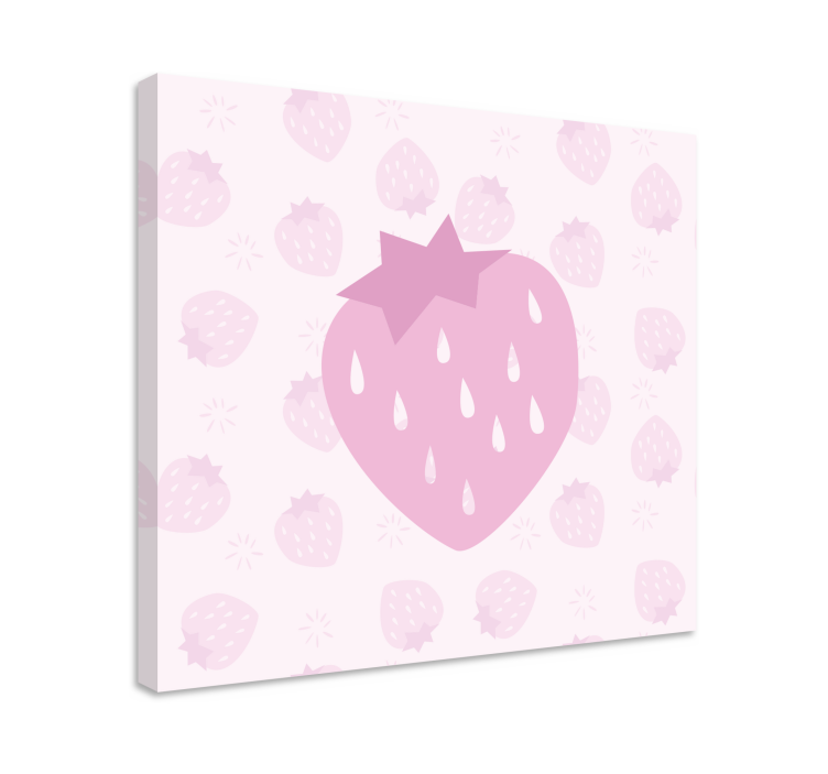 Tableau fruits fraise cœur rose - TenStickers