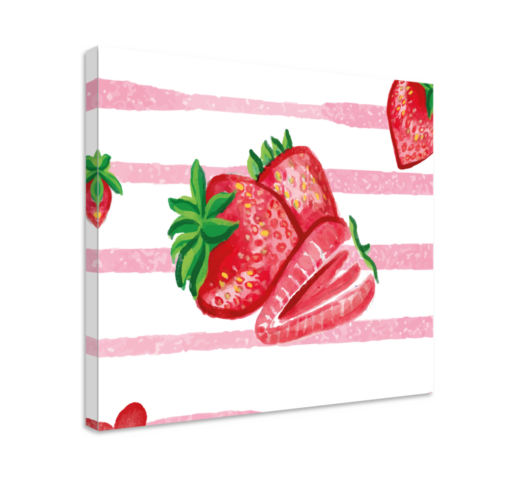 Tableau Fraises peintes avec fond rayé - TenStickers