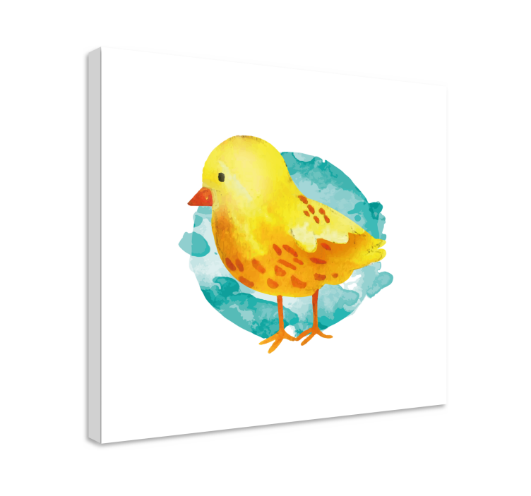 Tableau oiseaux Petit poulet jaune peint - TenStickers