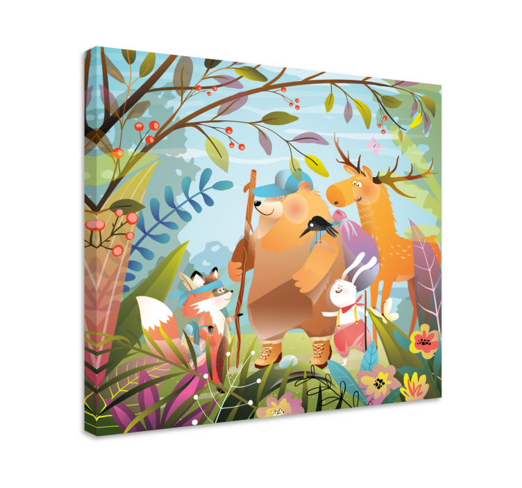 Tableau enfant Amis animaux en forêt - TenStickers