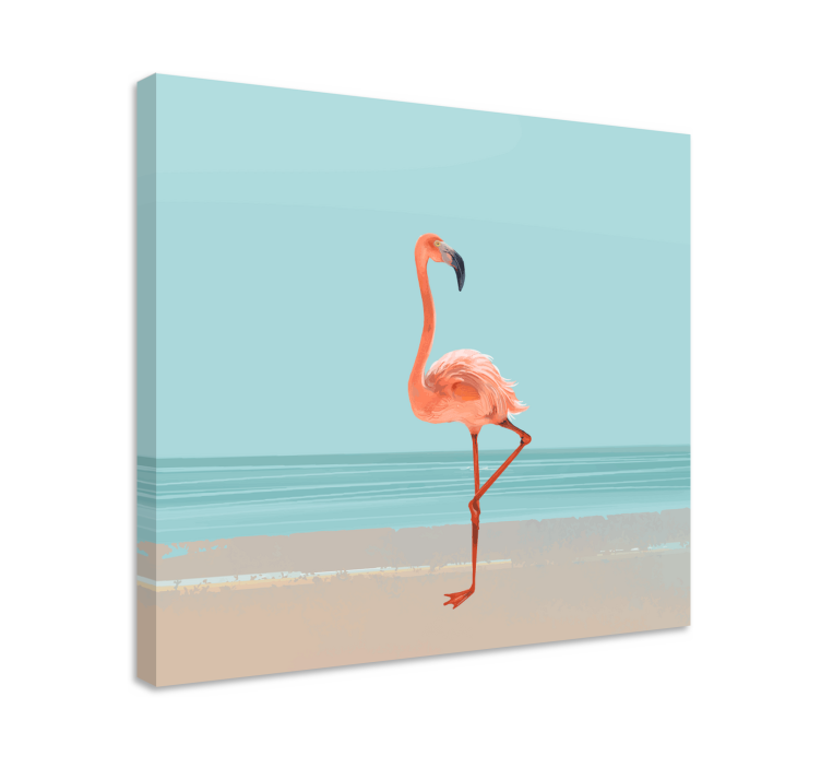 Tableau pour chambre parentale Image de flamant rose sur le sable - TenStickers