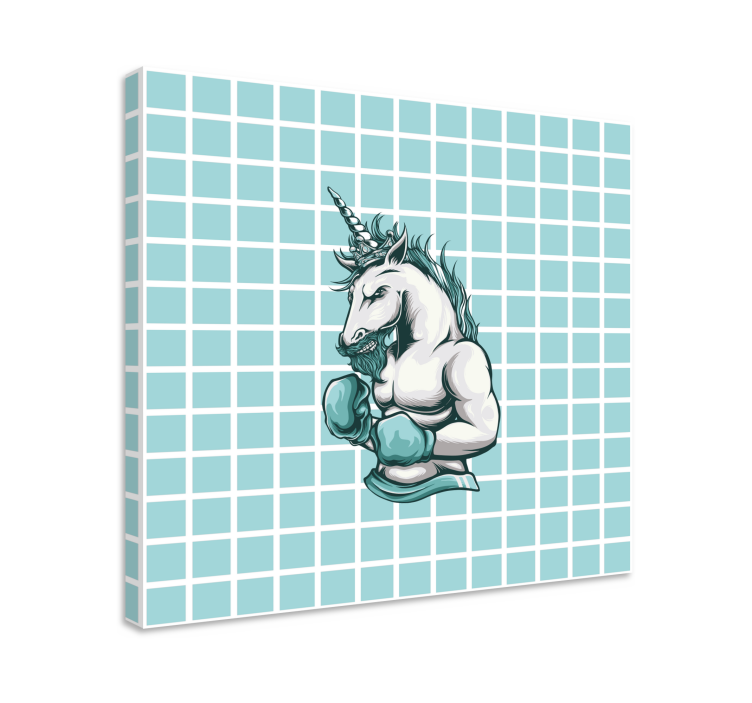 Tableau moderne Dessin animé de licorne de gym d'entraînement - TenStickers